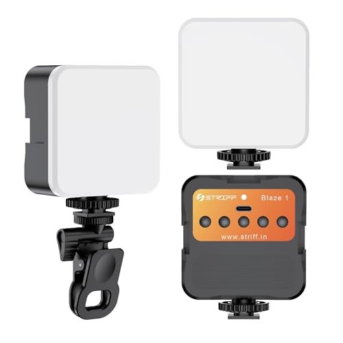 STRIFF Blaze-1 LED Video Light for Phone, Camera, Laptop, Meeting, Photography, and Lighting, with Clip & Type C, Dimmable & Rechargeable for Selfie Stick Tripod, 2000mAh, 4.5W - Image 1