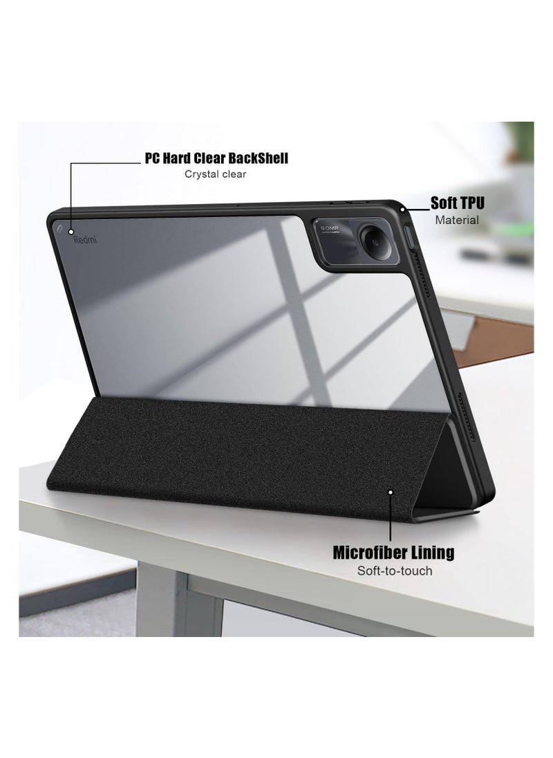 EVO - Hybrid Slim Case for Xiaomi Redmi Pad SE 11 inch 2023,  Shockproof Cover with Clear Transparent Back Shell for Xiaomi Redmi Pad SE 11 inch 2023 Black - Image 1