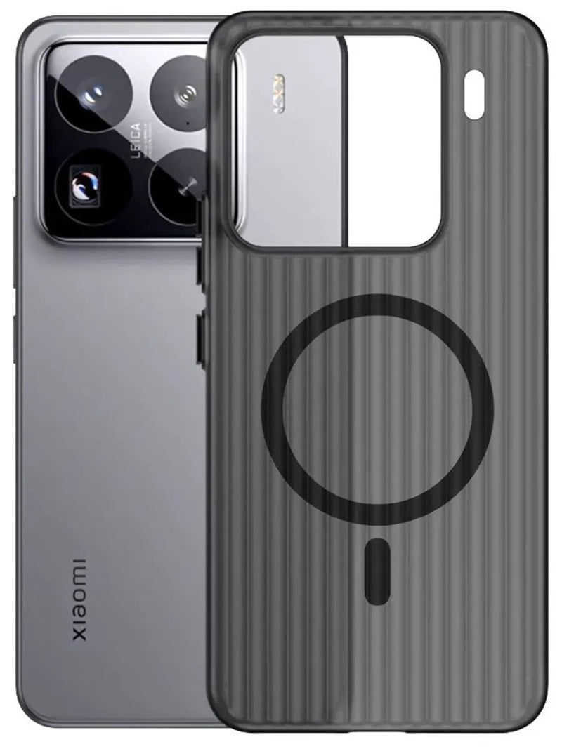 Kapa Wave Magnetic Frosted Grip Back Cover for Xiaomi 15 | [MagSafe Compatible] Wireless Charging, Slim, Metal Buttons Matte Finish Back Case (Grey) - Image 1