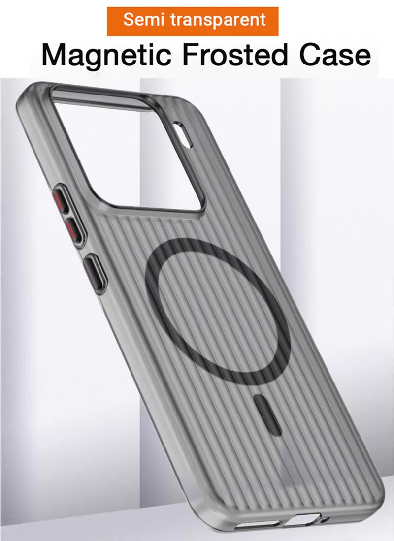 Kapa Wave Magnetic Frosted Grip Back Cover for Xiaomi 15 | [MagSafe Compatible] Wireless Charging, Slim, Metal Buttons Matte Finish Back Case (Grey) - Image 5