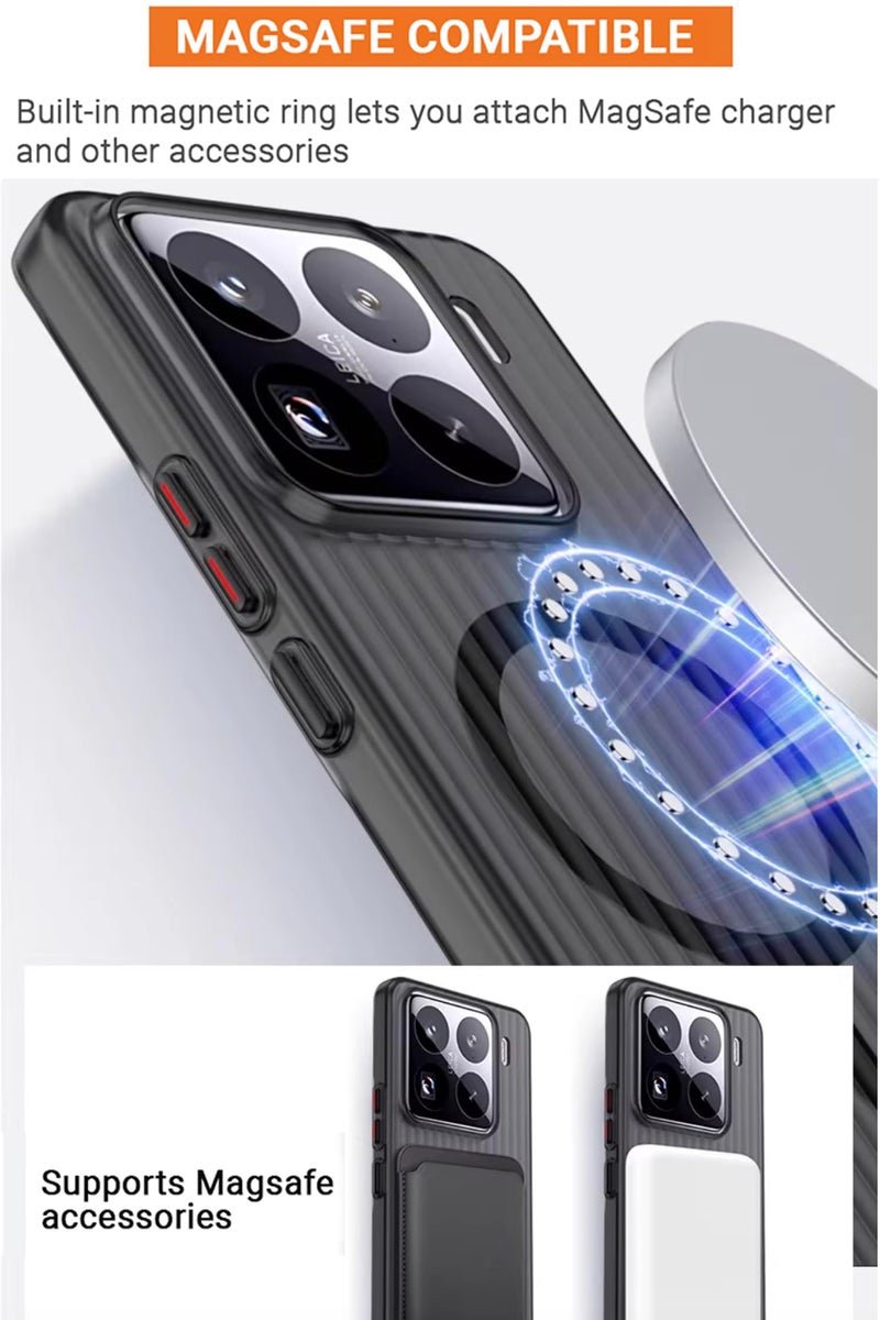Kapa Wave Magnetic Frosted Grip Back Cover for Xiaomi 15 | [MagSafe Compatible] Wireless Charging, Slim, Metal Buttons Matte Finish Back Case (Grey) - Image 3