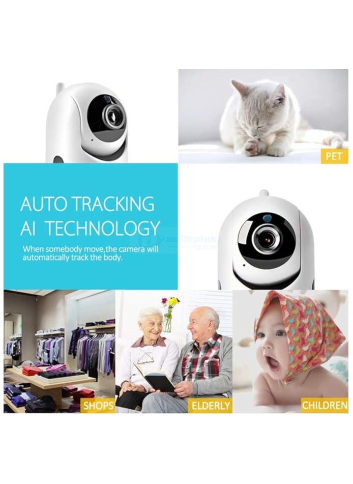 Generic - 4MP Outdoor Pan/Tilt Wi-Fi Camera | Smart Night Vision | 360° Coverage | Auto-Tracking | AI Human Detection | Weatherproof Design | Supports MicroSD Card(Upto 512 GB)|White, H8c 2K⁺ - Image 1