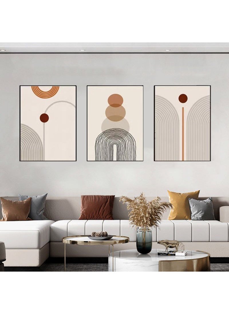 FASHION HOME - 3PCS Wall Art Bright Style Minimalist Decor Modern Abstract Canvas Prints Poster Picture Framed Paintings Decorations - Image 1