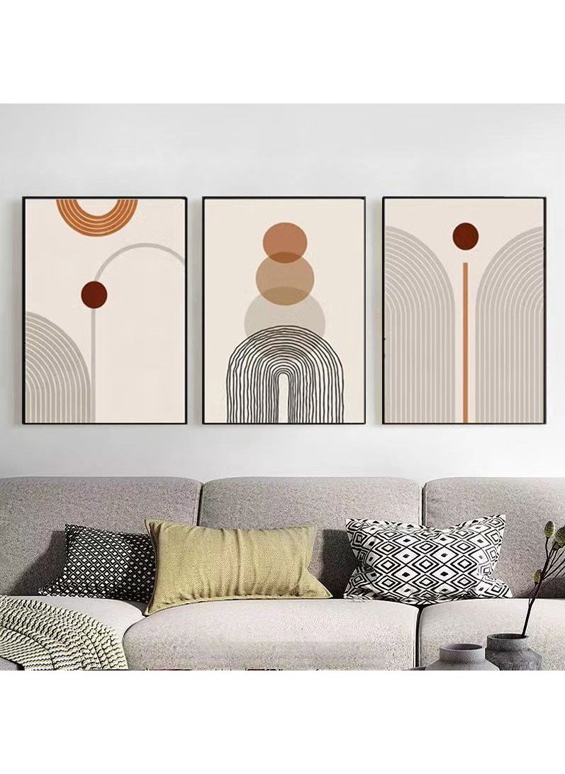 FASHION HOME - 3PCS Wall Art Bright Style Minimalist Decor Modern Abstract Canvas Prints Poster Picture Framed Paintings Decorations - Image 1