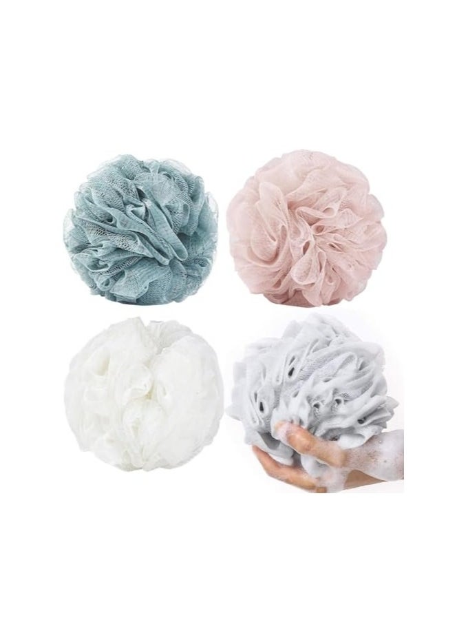 Lukadah Loofah SHOWAY Large Eco-Friendly Bath Shower Loofah Pouf Exfoliating Mesh Sponge (4-Pack, Assorted Colors)  - Image 1