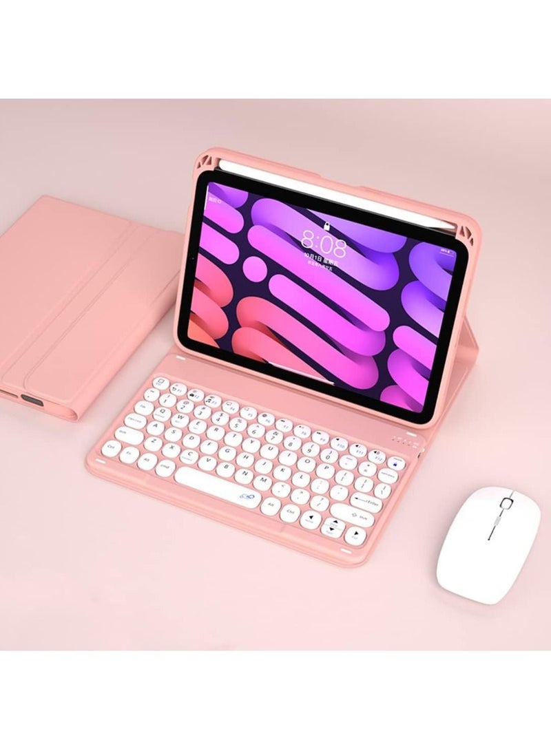 Arabic and English Compatible with iPad Mini 6 2021 8.3 inch Magnetic Keyboard Case, Round Key Detachable Keyboard with Pencil Holder and Mouse for iPad Mini 6  - Image 1