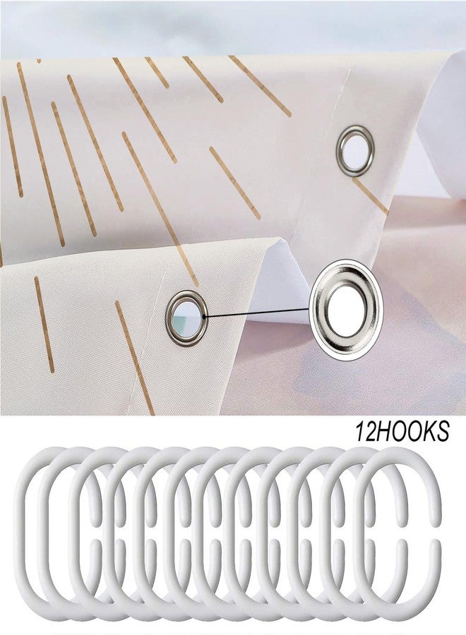 Miyotaa Sun Minimalist Shower Curtain Set 60Wx71H Inches Mid Century Sunrise Sunset Vintage Aesthetic Retro Polyester Waterproof Cloth Bathroom Curtain with 12 Hooks - Image 4
