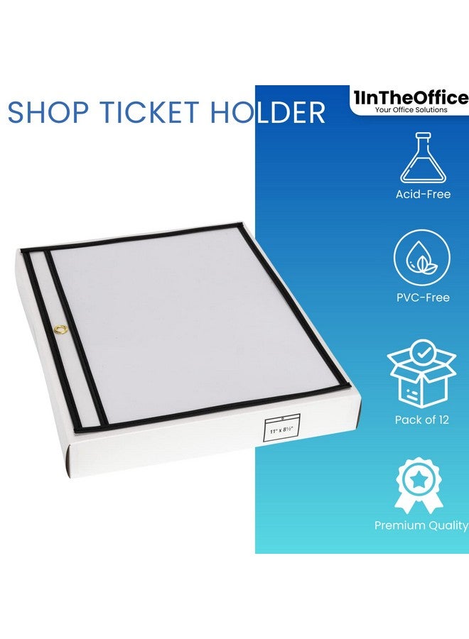 1InTheOffice Dry Erase Pocket Sleeves Black Shop Ticket Holders 11X8.5 (12 Pack) - Image 2