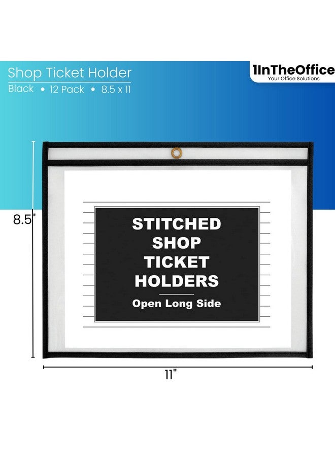 1InTheOffice Dry Erase Pocket Sleeves Black Shop Ticket Holders 11X8.5 (12 Pack) - Image 3