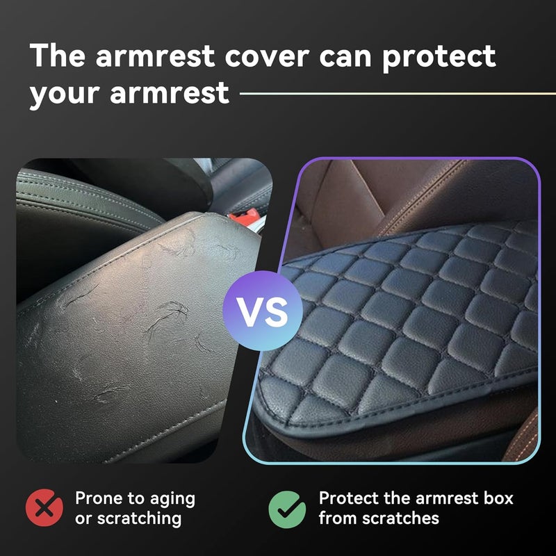 Couslcd Car Center Console Cushion Pad, Universal PU Leather Waterproof Car Armrest Protection Cover, Comfortable Universal Car Interior Decor Accessories for SUV, Sedan, Truck (Black) - Image 5