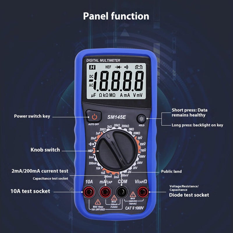 4 5 Digit LCD Digital Multimeter Voltage Current Resistance Capacitance Tester With Adjustable Stand - Image 4