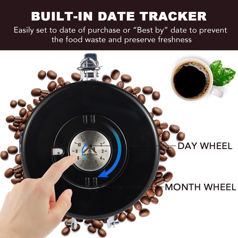 ShanSon Coffee Canister Airtight Coffee Container Stainless Steel Coffee Bean Storage Container with Scoop Coffee Canister for Beans Grounds Sugar Flour Tea Cereal 22OZ  Black - Image 3