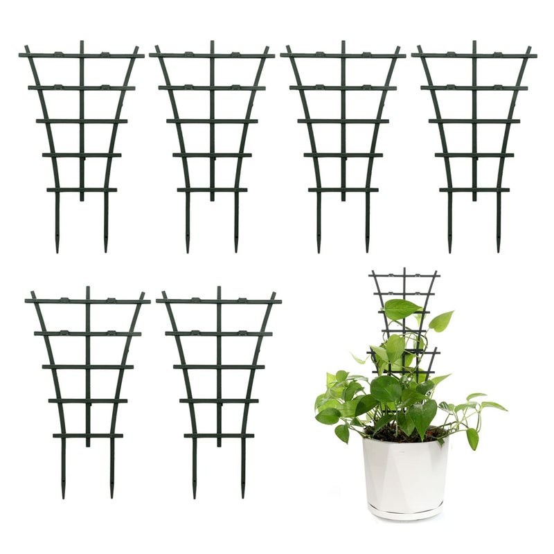 Feitore Plant Trellis Indoor, 6Pcs Stackable Plant Trellis for Climbing Plants Indoor, Small Plant Climbing Trellis for Potted Plants Plastic Climbing Plant Support Trellis for Houseplant Hoya Pothos - Image 1