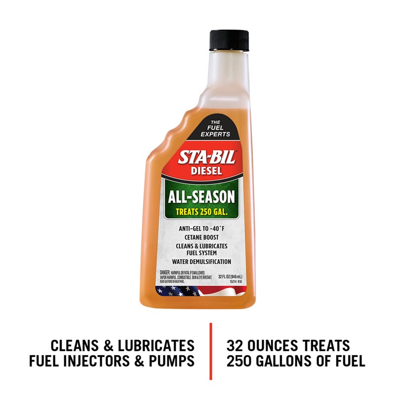 STA-BIL Diesel All-Season Anti-Gel Cetane Boost Cleans And Lubricates Fuel System Water Demulsification Treats 150 Gallons Effective In All Diesel And Bio-Diesel, 20 fl. oz. (15226), Orange - Image 1
