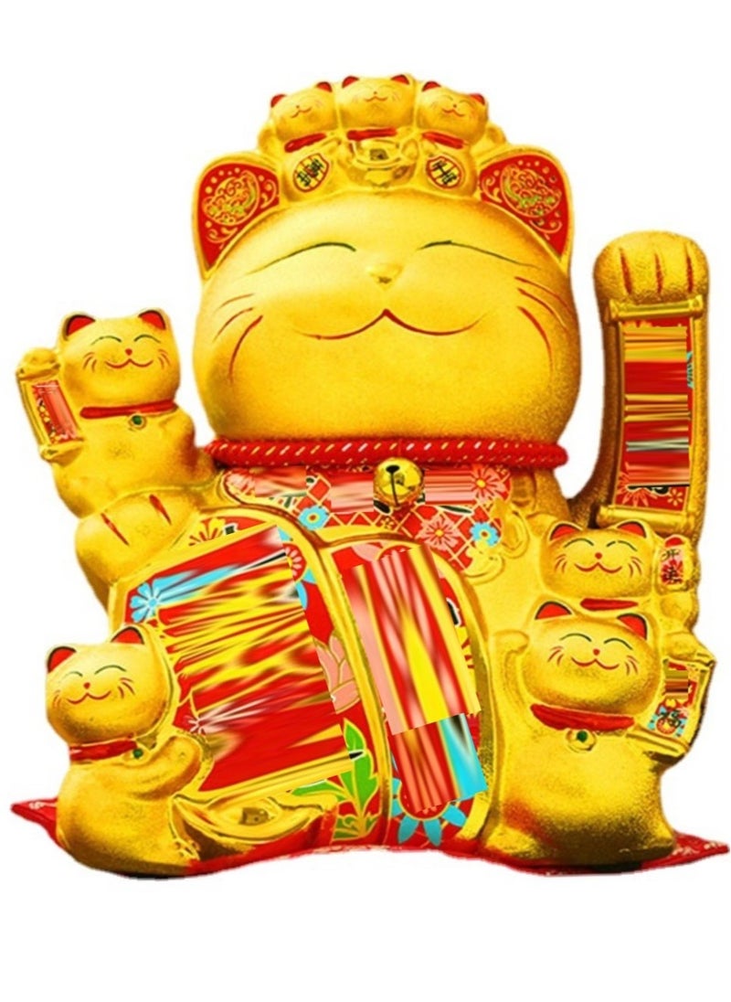 PENG GENERAL Golden Welcoming Cat for Home Office Display Gift for Friends or Colleagues 19.5x15.5x21.5cm  - Image 1