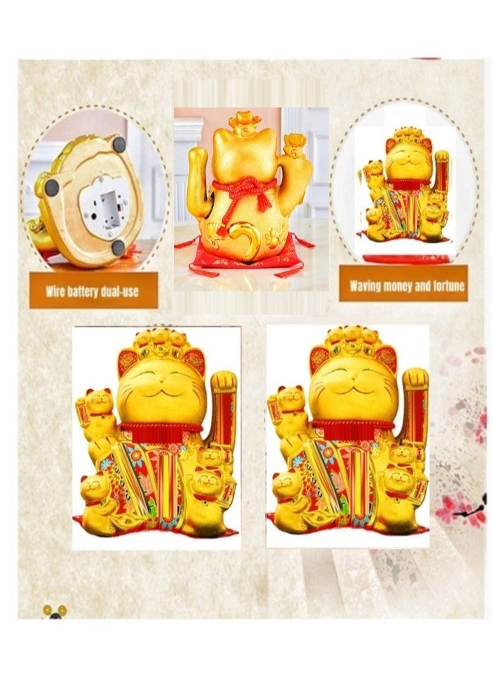 PENG GENERAL Golden Welcoming Cat for Home Office Display Gift for Friends or Colleagues 19.5x15.5x21.5cm  - Image 3