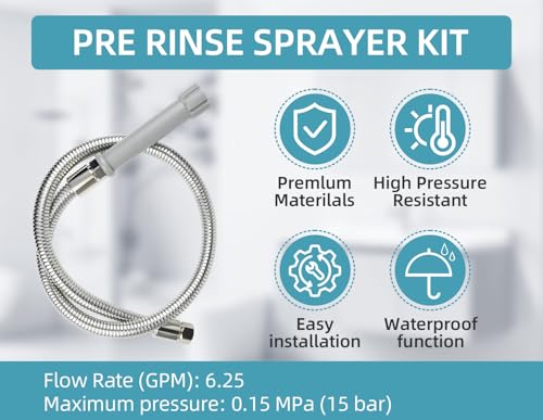 SHLLKTTRY 44 Inches B0044H PreRinse Hose Replacement for TS Brass Commercial Kitchen Sink Spray Flexible Stainless Steel Hose with Heat Resistant Handle - Image 3