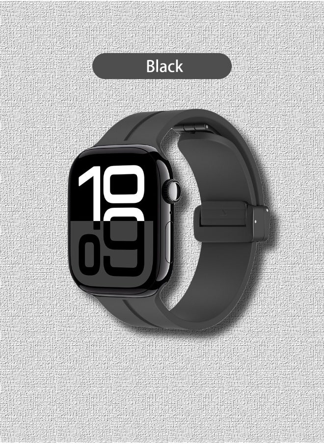 Generic Soft Silicone Sport Watch Band with Magnetic Buckle Fits Apple Watch Ultra 2/Ultra Series 9/8/SE 2nd Gen/7/SE/6/5/4/3/2/1 Compatible with 42/44/45/49mm Case Sizes Also Compatible with Series 10 with  - Image 1