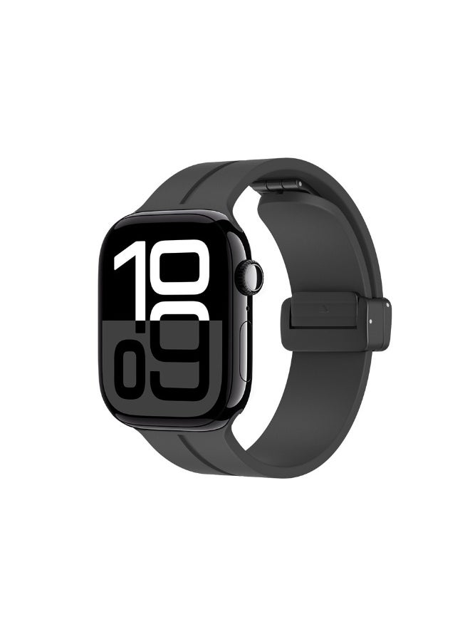 Generic Soft Silicone Sport Watch Band with Magnetic Buckle Fits Apple Watch Ultra 2/Ultra Series 9/8/SE 2nd Gen/7/SE/6/5/4/3/2/1 Compatible with 42/44/45/49mm Case Sizes Also Compatible with Series 10 with  - Image 3