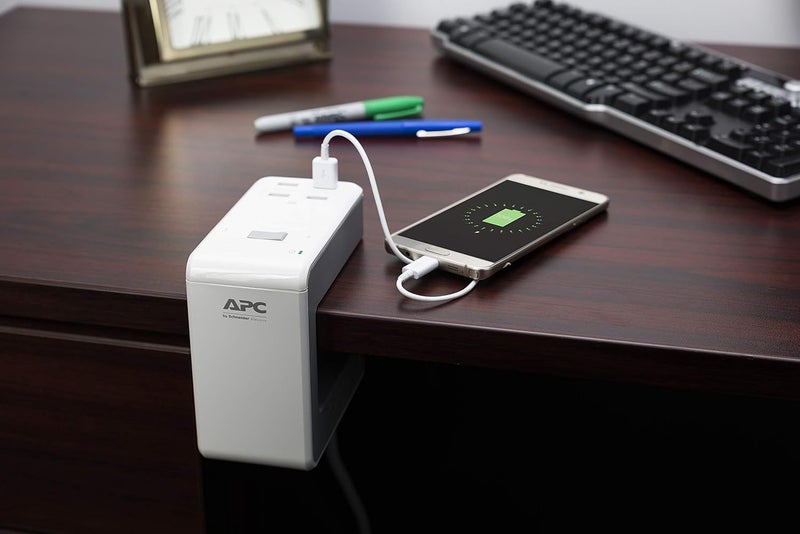 APC Desk Mount Power Station PE6U4W, U-Shaped Surge Protector with USB Ports (4), Desk Clamp, 6 Outlet, 1080 Joules - Image 3