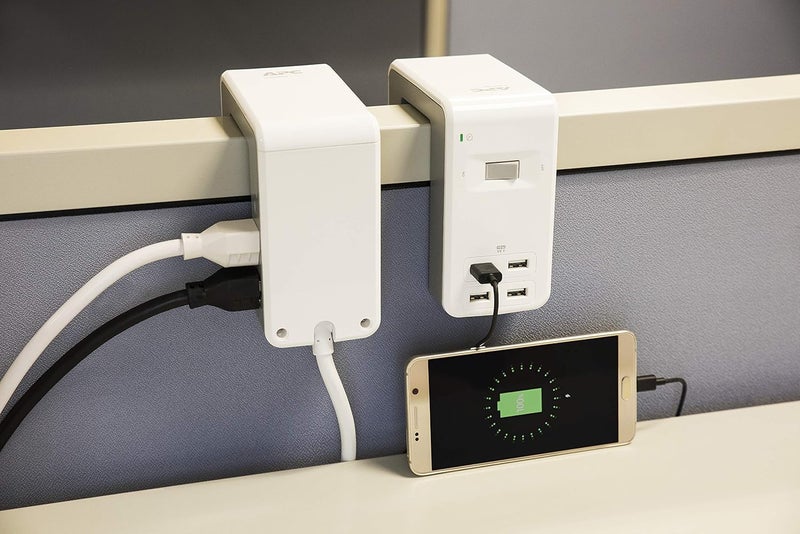 APC Desk Mount Power Station PE6U4W, U-Shaped Surge Protector with USB Ports (4), Desk Clamp, 6 Outlet, 1080 Joules - Image 4
