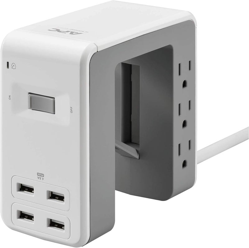 APC Desk Mount Power Station PE6U4W, U-Shaped Surge Protector with USB Ports (4), Desk Clamp, 6 Outlet, 1080 Joules - Image 1