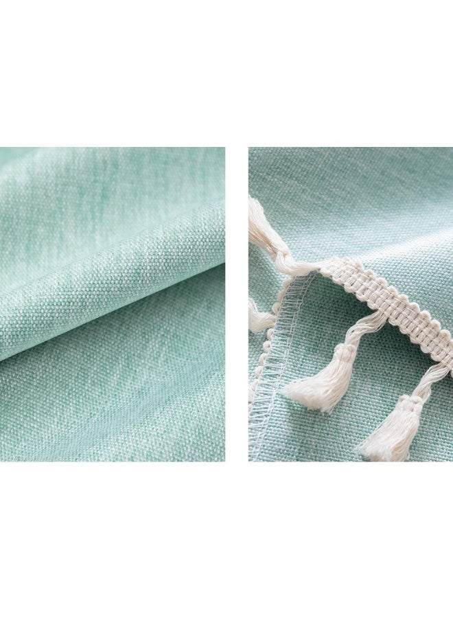 Anna 140*140cm Easy-Clean Waterproof Oil-Proof Faux Linen Tassel Lace Tablecloth - Image 3