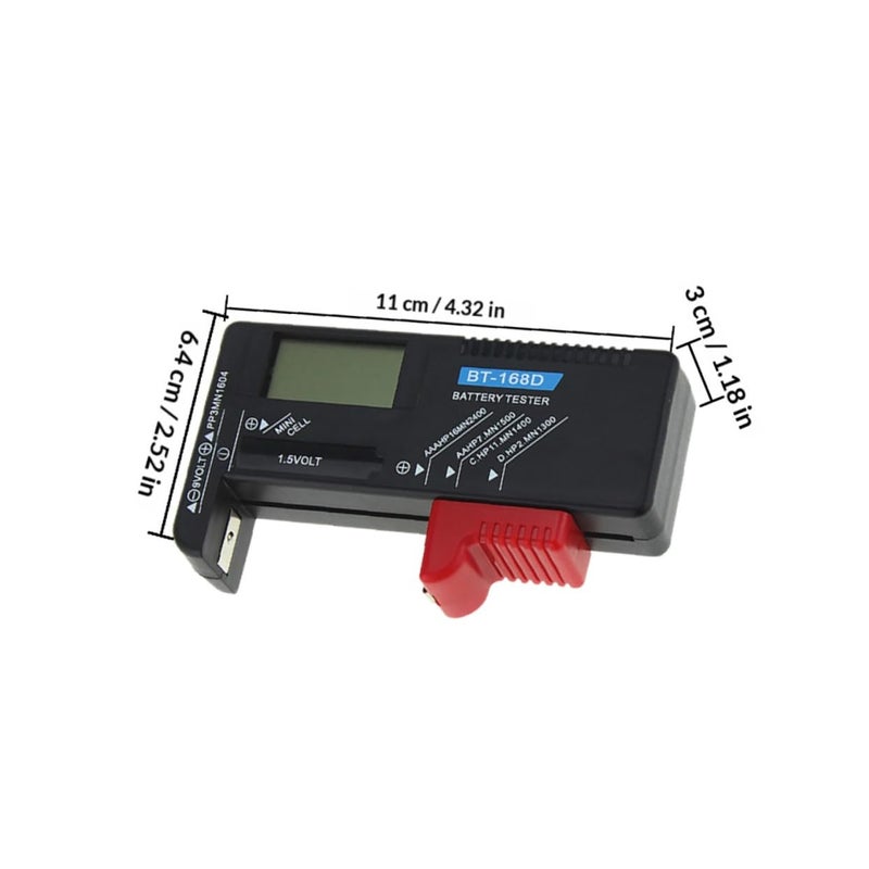 اختبار بطارية رقمي محمول 1 9 فولت مع شاشة LCD أداة فحص للمنزل المكتب السفر أسود - Image 3