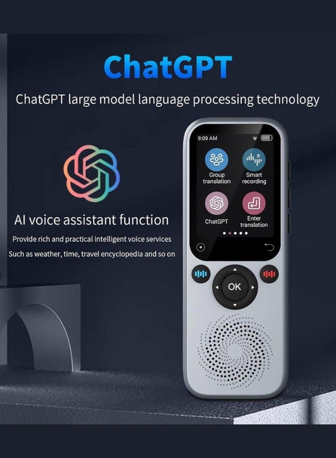 Plynox 138 Languages Mini Pocket Translator ChatGPT with 2 Inch Touch Screen, Real Time Translation, Voice Recorder for Group Chats, HD Camera for Image Translating - Image 1