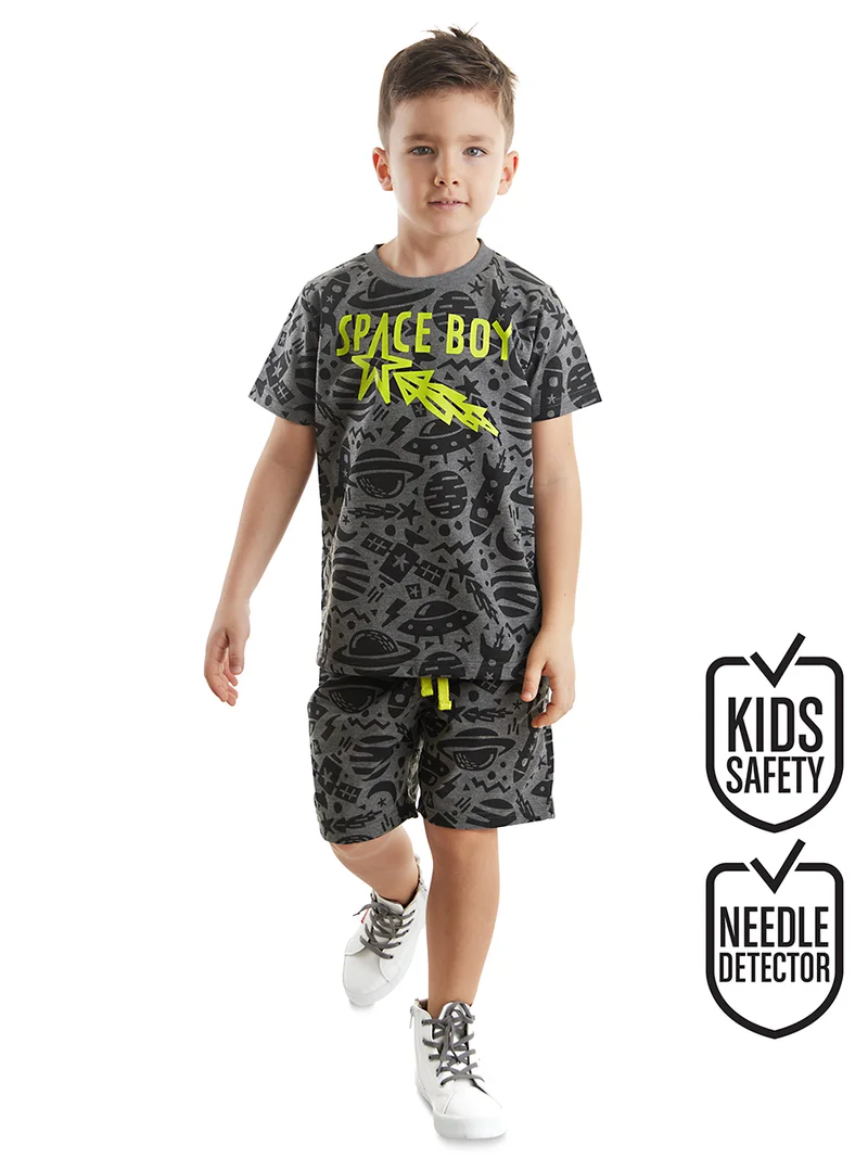 دينوكيدس طقم تي شيرت وشورت للأولاد باللون الرمادي