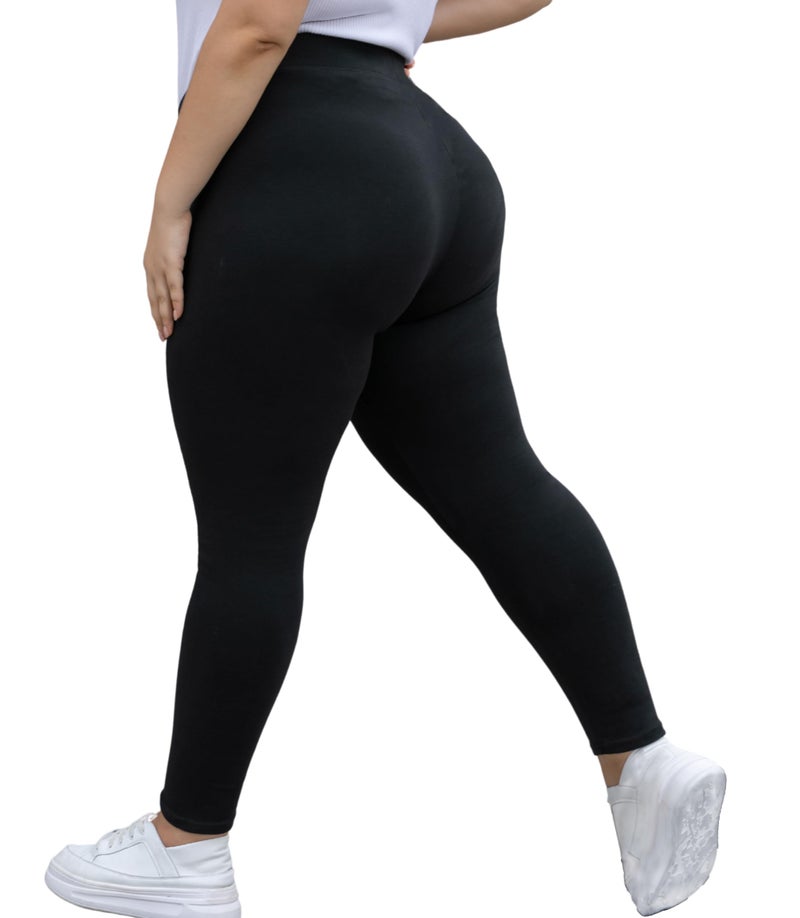 Seawhisper Leggings for Women Plus Size Tights High Waisted Cotton Fleece Lined Black Wide Tummy Control XL 2X 3X 4X 16W 18W 20W 22W 26W - Image 1