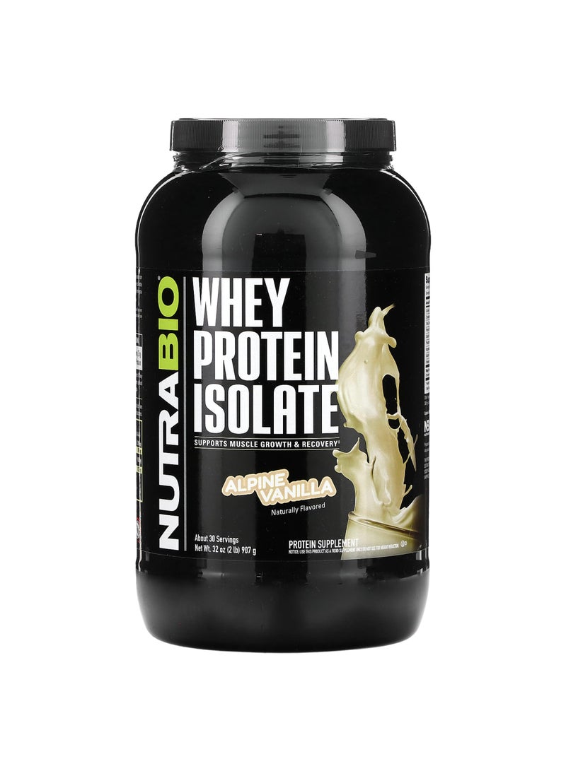 NutraBio Whey Protein Isolate, Alpine Vanilla, 2 lb (907 g)