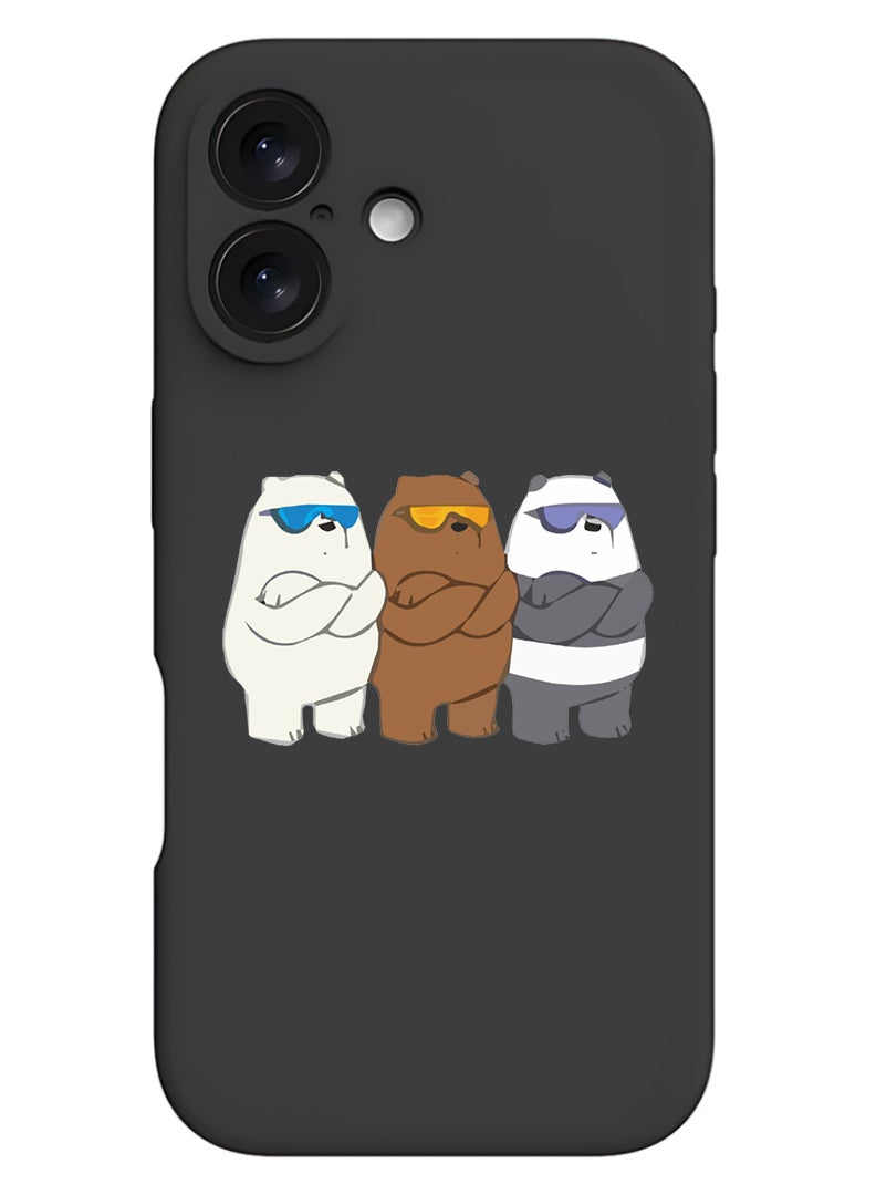 Theodor Protective Slim Fit Case Liquid Silicone Cover with Full Body Protection Anti-Scratch Shockproof Case For Apple iPhone 17 (Black) Bears Pose - Image 1