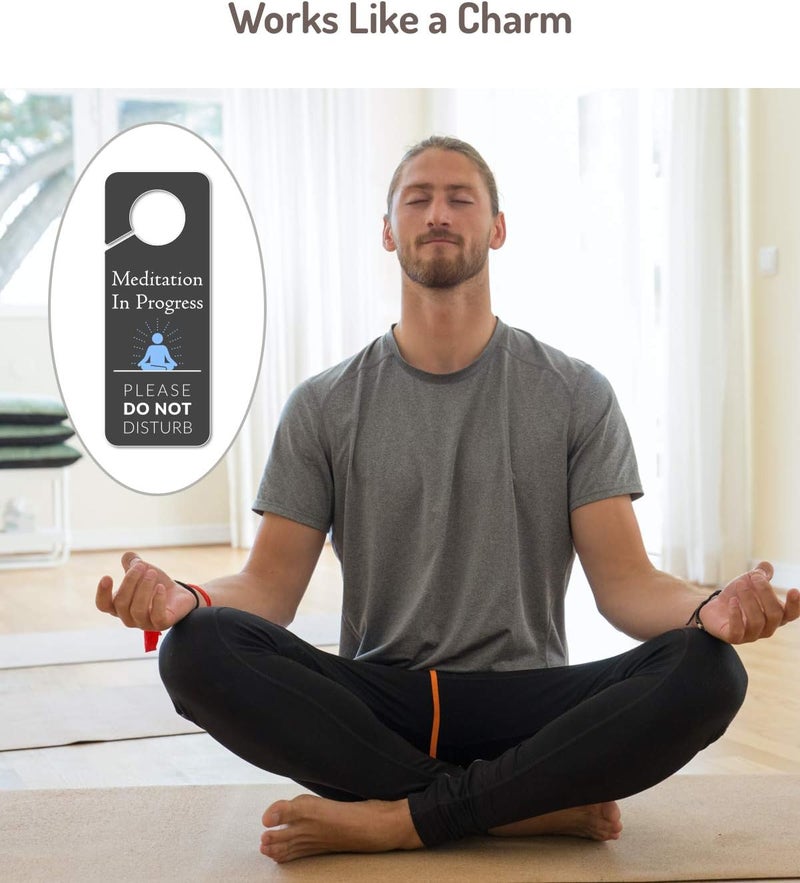 Fun-Plus 2 Pack Meditation Door Hanger, 9.3"x3.5" PVC Plastic, Do Not Disturb Sign for Room - Image 4