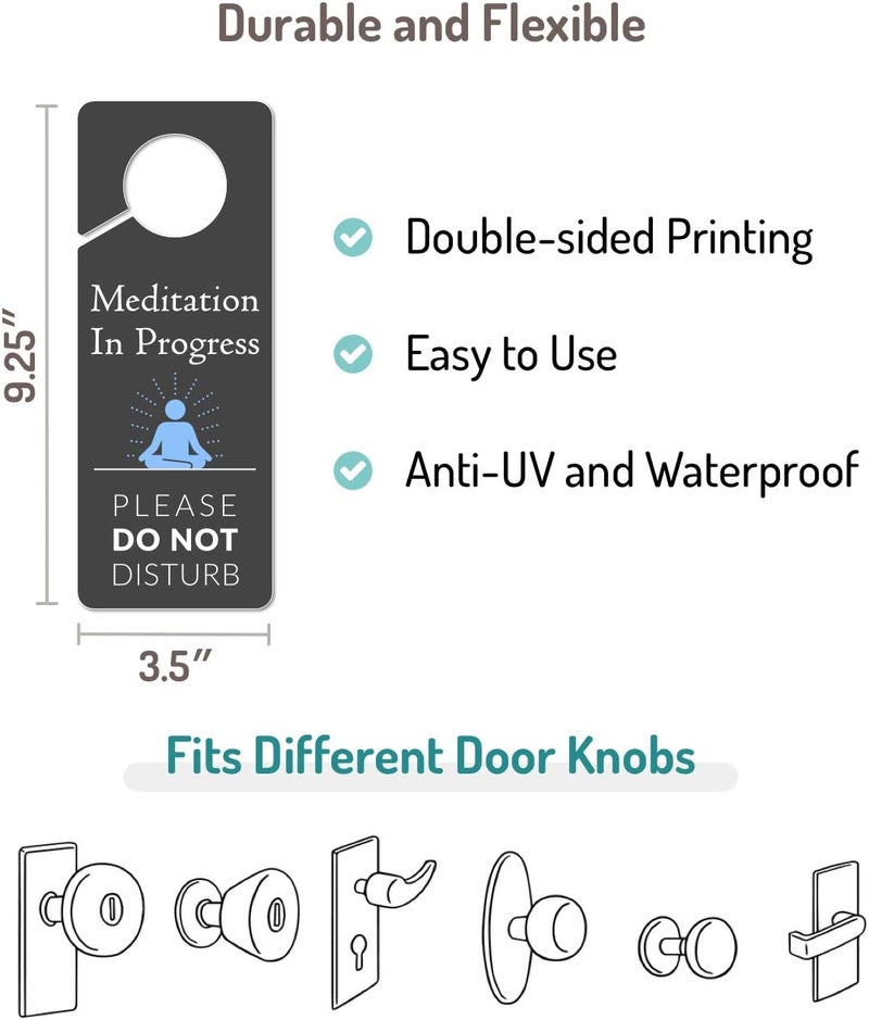 Fun-Plus 2 Pack Meditation Door Hanger, 9.3"x3.5" PVC Plastic, Do Not Disturb Sign for Room - Image 2