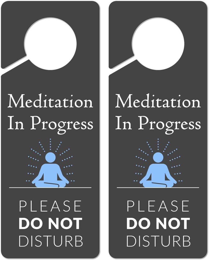 Fun-Plus 2 Pack Meditation Door Hanger, 9.3"x3.5" PVC Plastic, Do Not Disturb Sign for Room - Image 1