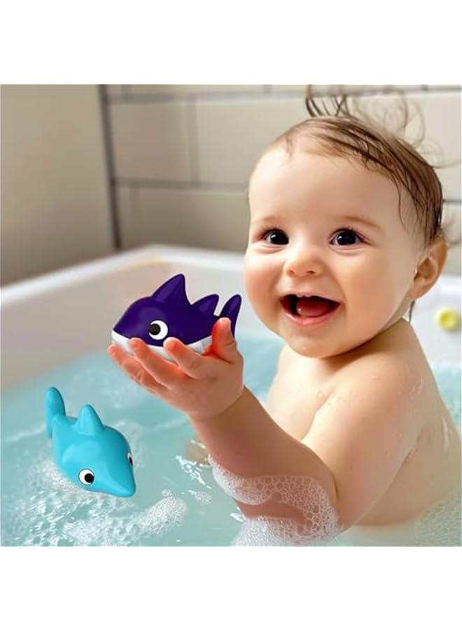 Toddler Boat Bath Toys, Baby Bathtub Shower Toy Set W/ Wind up Swimming Boats, Pool Floating Fish, Kids Bathtime Water Play, Birthday Gifts for 18 Month, 2 3 4 Year Old Boys Girls - Image 4