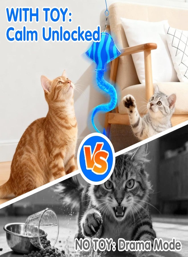 Walfront Cat Toys with Realistic Blue Devilfish Attachment - Perfect for Active Cats & Kittens, Durable & Engaging Toy for Indoor Play, Great Gift for Cats, Safe & Fun Toy for Energetic Cats - Image 3