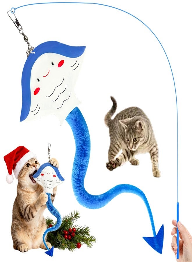 Walfront Cat Toys with Realistic Blue Devilfish Attachment - Perfect for Active Cats & Kittens, Durable & Engaging Toy for Indoor Play, Great Gift for Cats, Safe & Fun Toy for Energetic Cats - Image 1