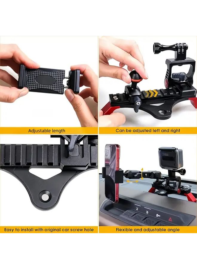 Slider Track Style Dash Phone Holder And Camera Mount For Ford Bronco 2021 2022 2023 2024 2025 2 Door 4 Door Compatible With Go Pro And Smartphone - Image 3