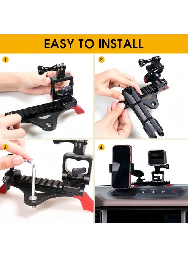 Slider Track Style Dash Phone Holder And Camera Mount For Ford Bronco 2021 2022 2023 2024 2025 2 Door 4 Door Compatible With Go Pro And Smartphone - Image 5