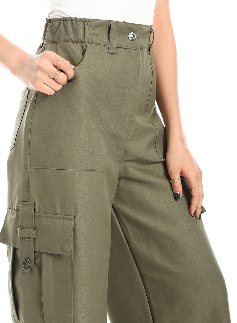 Andora High-Waisted Cargo Wide-Leg Convertible Pant_Olive - Image 4