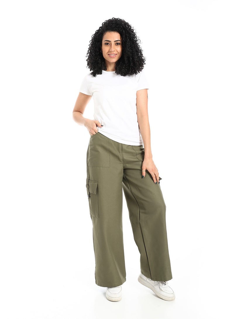 Andora High-Waisted Cargo Wide-Leg Convertible Pant_Olive - Image 5