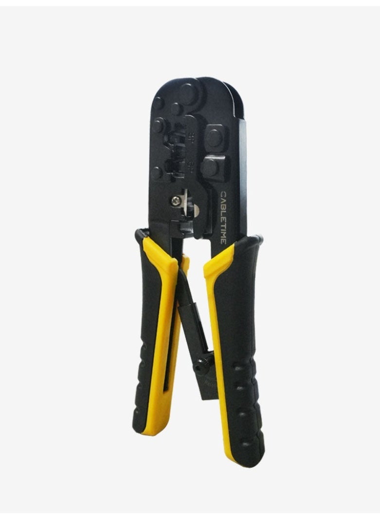 CABLETIME RJ45 Cat5 Cat6 Cable Crimping Tool Professional Network LAN Crimper for 8P8C Connectors Ethernet Cable Cutter Stripper All-in-One Crimp Tool for Cat5e Cat6 Modular Plugs Repair Installation Tool - Image 1
