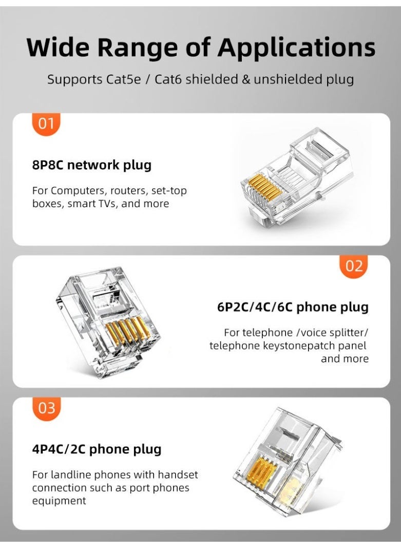 CABLETIME RJ45 Cat5 Cat6 Cable Crimping Tool Professional Network LAN Crimper for 8P8C Connectors Ethernet Cable Cutter Stripper All-in-One Crimp Tool for Cat5e Cat6 Modular Plugs Repair Installation Tool - Image 2