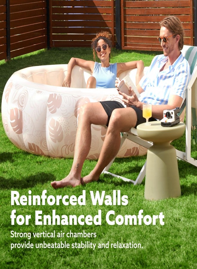 SLOOSH Inflatable Swimming Pool,5.5ft x 20 Inch Full-Sized Blow Up Durable Thickened Luxury Above Ground Family Pool with Comfortable Backrest for Summer Water Party Backyard Garden Lawn,Sandy - Image 2