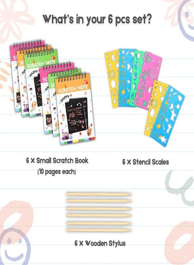 Finemoe Scratch Book with Stencil Scale for Kids, Bulk Return Gifts for Birthday, Magic Activity Kit, Thoughtful Return Gifts for Girls & Boys Ages 3 & Above, Art & Craft Kit for Kids (Small 6 Set) - Image 3