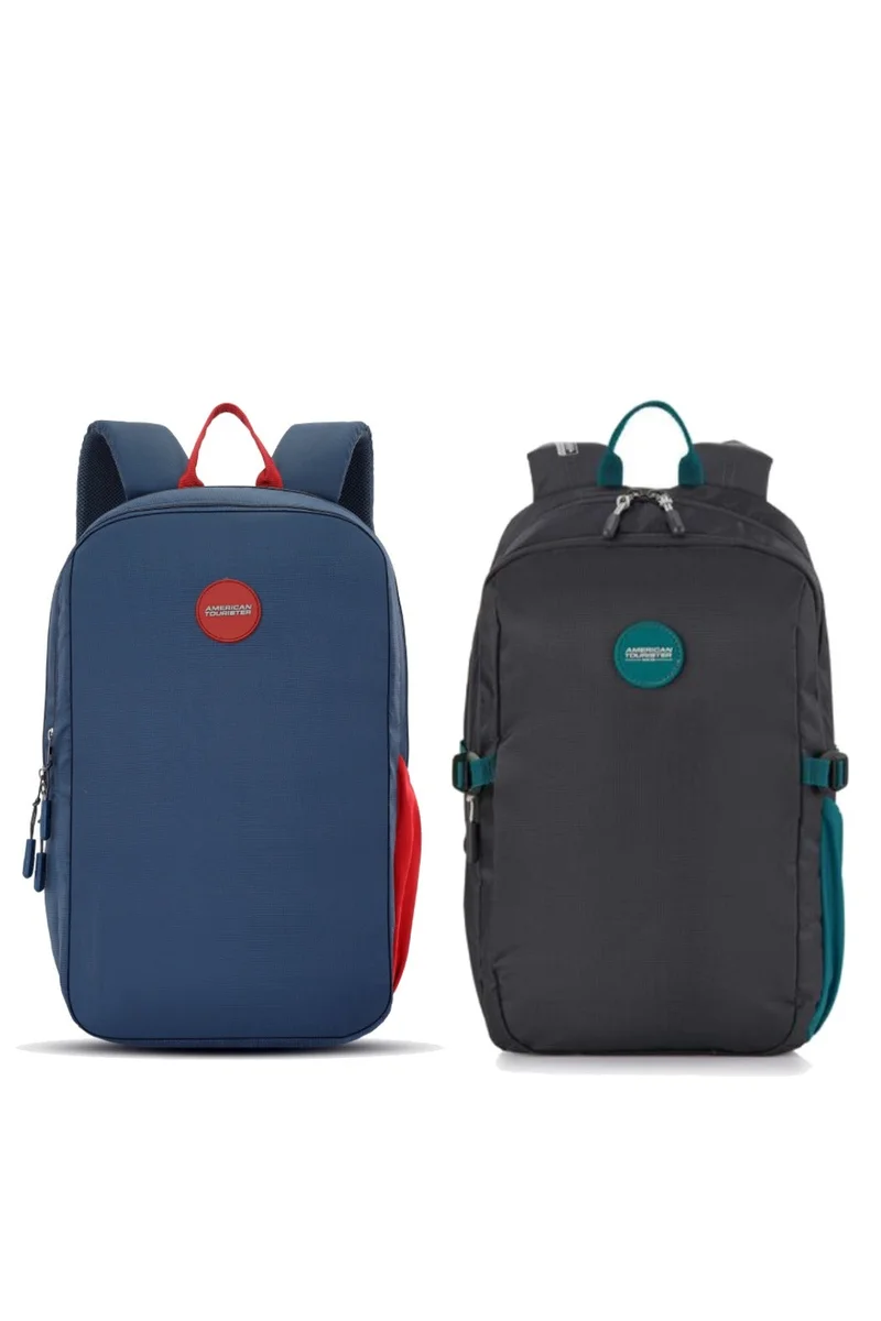 Daybreak 15.6" Laptop Backpack Combo 25L, 100% Polyester, Black+Blue|Tractum Strap|Elastic Pocket|Ergo Back & Shoulder|Bottle Holder|Front Storage Pocket - 1 Year International Warranty