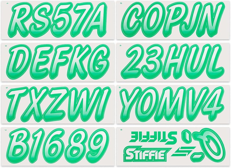 Stiffie Whipline White/Teal 3" Boat & PWC Registration Decals • Numbers Letters Stickers - Image 3
