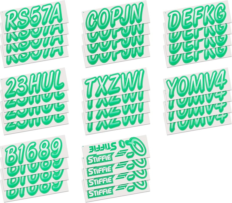 Stiffie Whipline White/Teal 3" Boat & PWC Registration Decals • Numbers Letters Stickers - Image 4